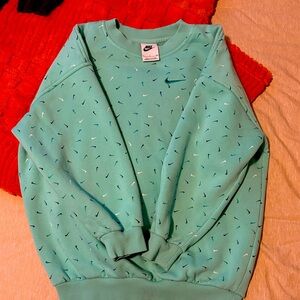 Nike Teal Patterned Crewneck Sweater